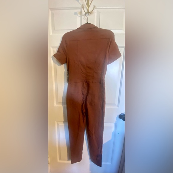 Haute Monde Brown Collared Button Front Jumpsuit Large - Picture 4 of 4